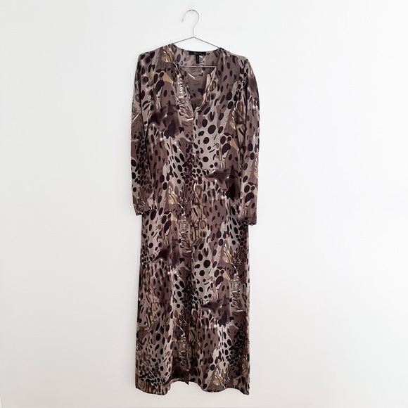 BCBGMaxAzria 100% Silk Animal Print Caftan Maxi Dress